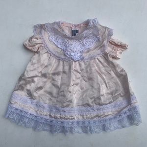 Vintage Gunne Sax by Jessica McClintock Satin Lace Baby Dress 12M